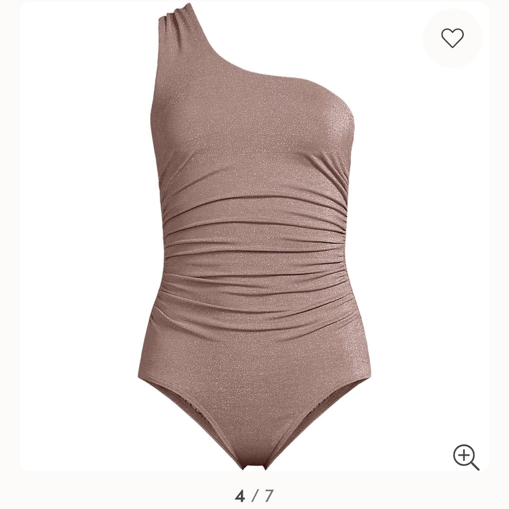 Lands' End Women's One Shoulder Swim One Piece - Metallic Brown